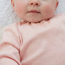 Load image into Gallery viewer, Pink/White/Grey Pointelle Baby Long Sleeve Bodysuits 3 Pack (0mth-18mths)
