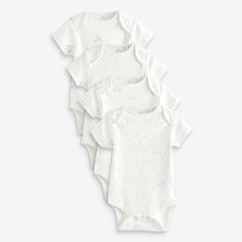 Load image into Gallery viewer, Delicate White 4 Pack Baby Printed Short Sleeve Bodysuits (0mth-18mths)