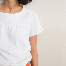 Load image into Gallery viewer, White Smock Neck Short Sleeve Top