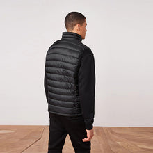 Load image into Gallery viewer, Black Shower Resistant Lightweight Puffer Gilet