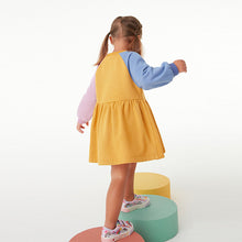 Load image into Gallery viewer, Ochre Colourblock Character Sweat Dress (3mths-6yrs)
