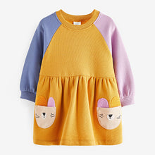 Load image into Gallery viewer, Ochre Colourblock Character Sweat Dress (3mths-6yrs)