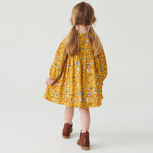 Load image into Gallery viewer, Ochre Yellow Character Collar Tea Dress (3mths-6yrs)