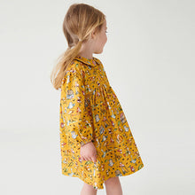 Load image into Gallery viewer, Ochre Yellow Character Collar Tea Dress (3mths-6yrs)