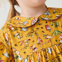 Load image into Gallery viewer, Ochre Yellow Character Collar Tea Dress (3mths-6yrs)
