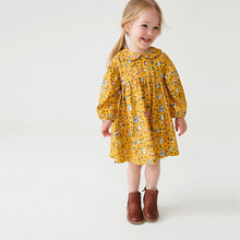 Load image into Gallery viewer, Ochre Yellow Character Collar Tea Dress (3mths-6yrs)