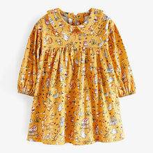 Load image into Gallery viewer, Ochre Yellow Character Collar Tea Dress (3mths-6yrs)