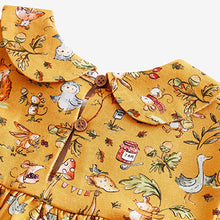 Load image into Gallery viewer, Ochre Yellow Character Collar Tea Dress (3mths-6yrs)