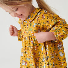 Load image into Gallery viewer, Ochre Yellow Character Collar Tea Dress (3mths-6yrs)