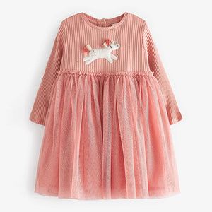 Pink Unicorn Mesh Party Dress (3mths-6yrs)