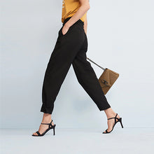 Load image into Gallery viewer, Black Ponte Seam Detail Taper Leg Trousers
