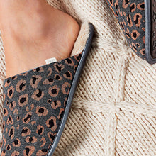 Load image into Gallery viewer, Grey Animal Recycled Faux Fur Mule Slippers