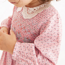 Load image into Gallery viewer, Pink Geo Printed Shirred Collar Dress (3mths-6yrs)