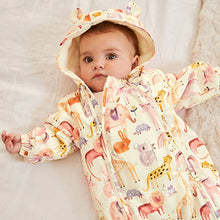 Load image into Gallery viewer, Cream Character Print Baby All-In-One Lightweight Pramsuit (up to 1mth-18mths)