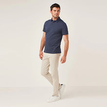 Load image into Gallery viewer, Navy Blue Geo Print Polo Shirt