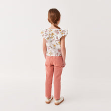 Load image into Gallery viewer, Pink/Yellow Floral Tie Front Frill Blouse (3-12yrs)