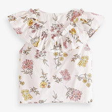 Load image into Gallery viewer, Pink/Yellow Floral Tie Front Frill Blouse (3-12yrs)
