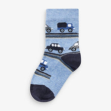 Load image into Gallery viewer, 7 Pack Blue Stripes Transport Cotton Rich Socks (Younger Boys)