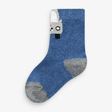 Load image into Gallery viewer, 7 Pack Blue Stripes Transport Cotton Rich Socks (Younger Boys)