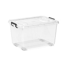 Load image into Gallery viewer, COSMOPLAST 22L Clear Plastic Storage Box with wheels & Lockable Lid