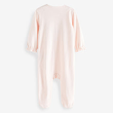 Load image into Gallery viewer, Pale Pink Bunny Floral Baby Sleepsuits 3 Pack (0mth-18mths)