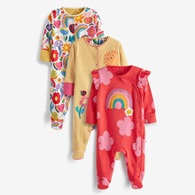 Load image into Gallery viewer, Multi Bright Pink Rainbow Baby Sleepsuits 3 Pack (0mth-18mths)
