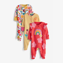 Load image into Gallery viewer, Multi Bright Pink Rainbow Baby Sleepsuits 3 Pack (0mth-18mths)