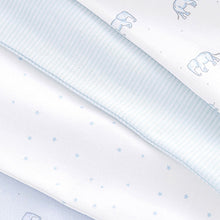 Load image into Gallery viewer, Pale Blue 4 Pack Elephant Baby Sleepsuits (0mth-18mths)