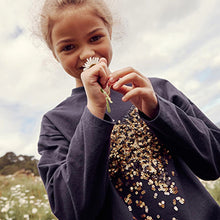 Load image into Gallery viewer, Black/Gold Sequin Star Top And Leggings Set (3-12yrs)