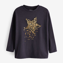 Load image into Gallery viewer, Black/Gold Sequin Star Top And Leggings Set (3-12yrs)