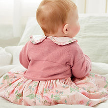 Load image into Gallery viewer, Pink Baby Woven Prom Dress and Cardigan (0mths-18mths)