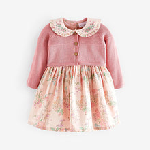 Load image into Gallery viewer, Pink Baby Woven Prom Dress and Cardigan (0mths-18mths)