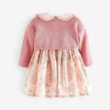 Load image into Gallery viewer, Pink Baby Woven Prom Dress and Cardigan (0mths-18mths)