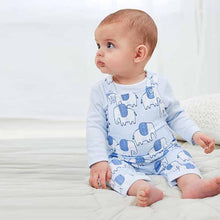 Load image into Gallery viewer, Blue 2 Piece Elephant Dungarees And Bodysuit Set (0mths-18mths)