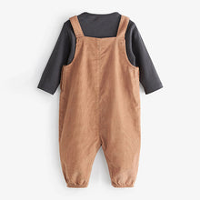 Load image into Gallery viewer, Rust Brown 2 Piece Cord Dungarees With Bodysuit (0mths-18mths)