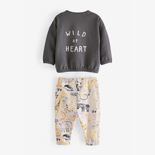Load image into Gallery viewer, Grey Mono Lion Oversized T-Shirt And Leggings Baby Set (0mth-18mths)