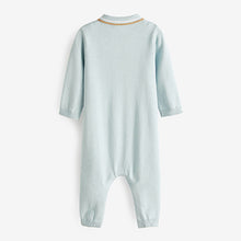 Load image into Gallery viewer, Blue Knitted Baby Romper (0mths-18mths)