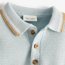 Load image into Gallery viewer, Blue Knitted Baby Romper (0mths-18mths)