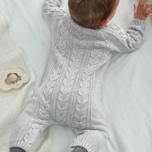 Load image into Gallery viewer, Grey Cable Knitted Baby Romper (0mths-18mths)