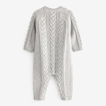 Load image into Gallery viewer, Grey Cable Knitted Baby Romper (0mths-18mths)
