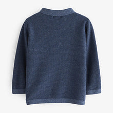 Load image into Gallery viewer, Navy Blue Long Sleeve Plain Polo Shirt (3mths-5yrs)