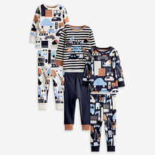Load image into Gallery viewer, Blue/ Tan Brown 3 Pack Snuggle Pyjamas (12mths-6yrs)