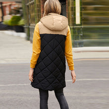 Load image into Gallery viewer, Black and Neutral Mink Mid Length Hooded Quilted Gilet