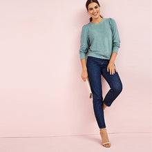 Load image into Gallery viewer, Mint Green Cosy Sequin Puff Sleeve Jumper