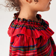 Load image into Gallery viewer, Red Ruffle Collar Check Dress (3mths-6yrs)