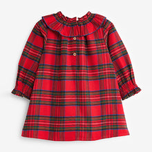 Load image into Gallery viewer, Red Ruffle Collar Check Dress (3mths-6yrs)