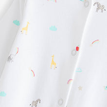 Load image into Gallery viewer, White 4 Pack Baby Printed Sleepsuits (0mth-12mths)