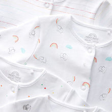 Load image into Gallery viewer, White 4 Pack Baby Printed Sleepsuits (0mth-12mths)