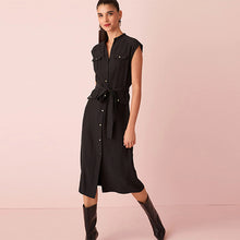 Load image into Gallery viewer, Black Sleeveless Utility Dress