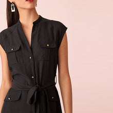 Load image into Gallery viewer, Black Sleeveless Utility Dress